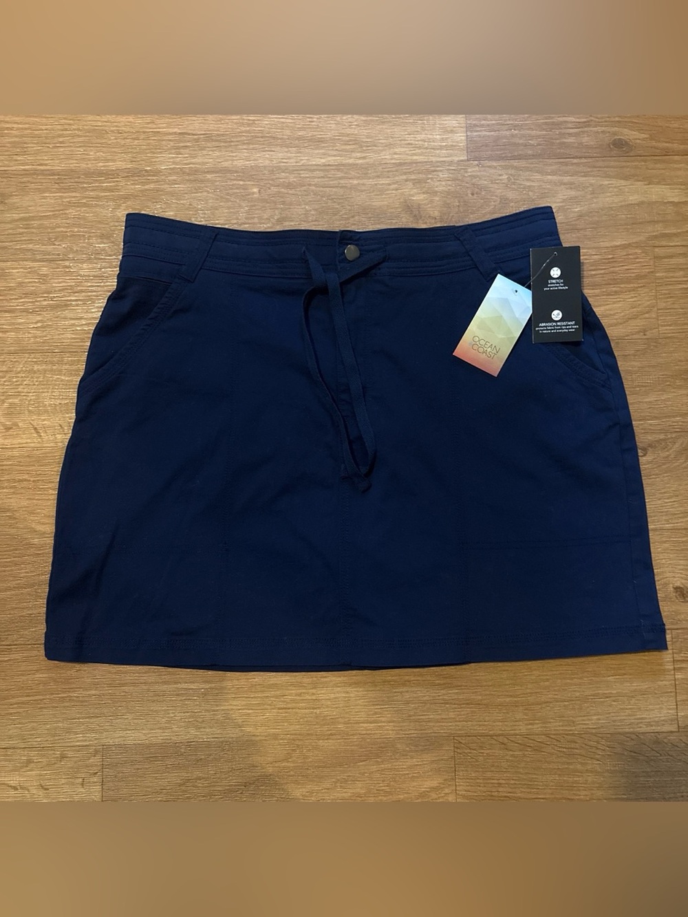 Ocean Coast Skirt Stretch Zip Up Button Front Navy Blue Women’s Sz 14 NWT